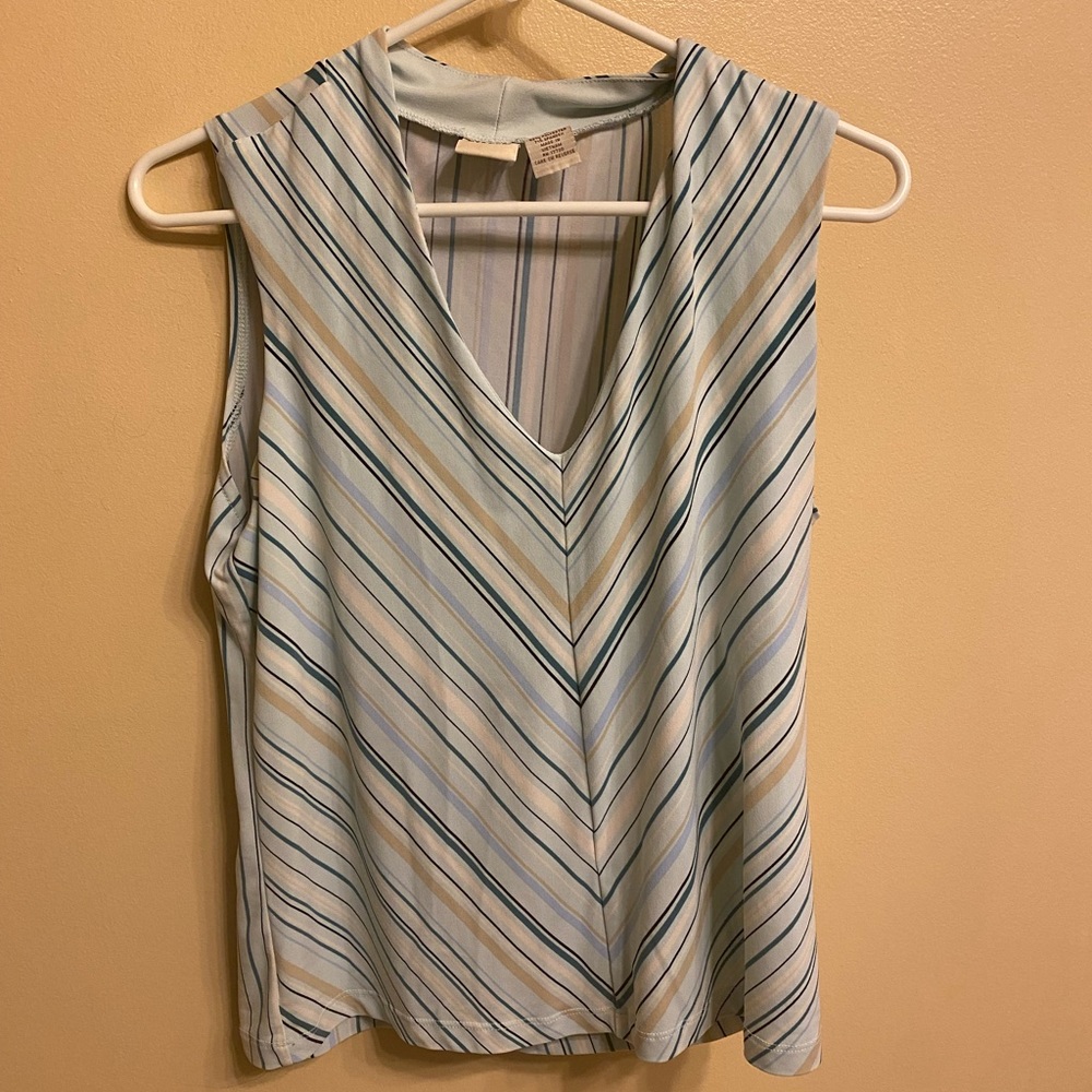 Blue multicolored striped blouse